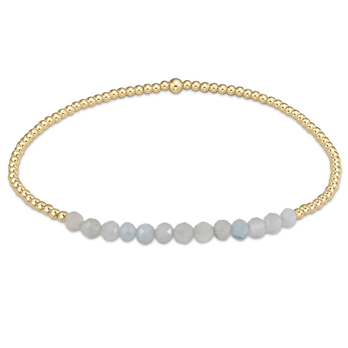 gold bliss 2mm bead bracelet - aquamarine
