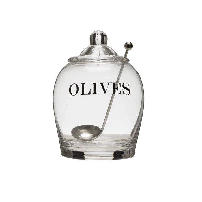 Glass Jar w/Stainless Steel Spoon - Olives