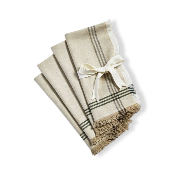 Wilde Pine Border Stripe Napkin, Set of 4 - Beige