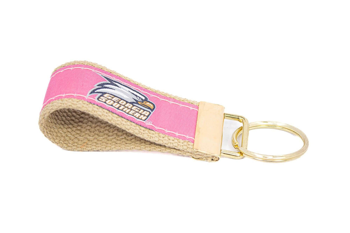 Georgia Southern Eagles Collegiate Woven Ribbon Key Chain. GSU Key Fob. GSU Eagles Gift. GATA Key Ring. Brass Clasp and O-Ring.