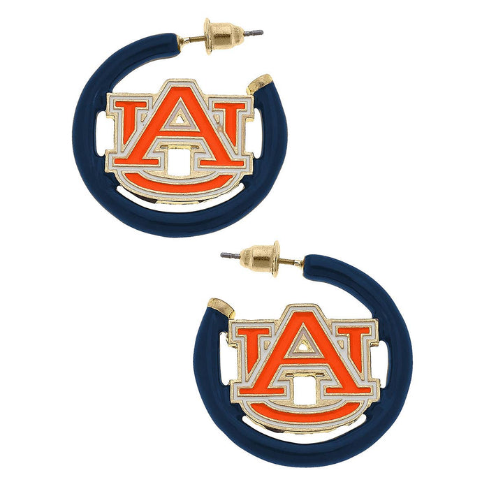Auburn Tigers Logo Enamel Hoop Earrings