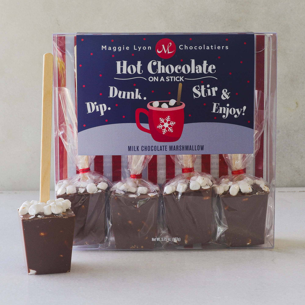 Hot Chocolate on a Stick - Milk Chocolate Marshmallow - 4 pieces