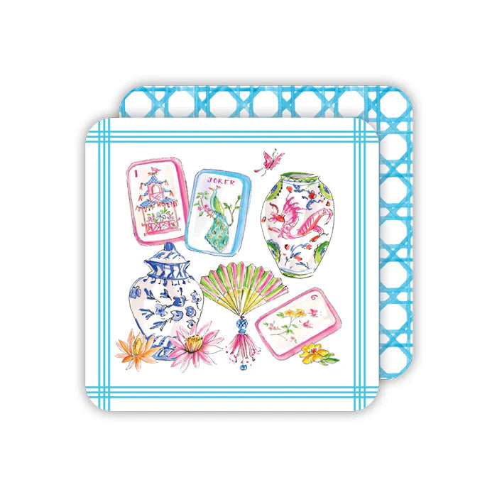 Coasters - Mahjong Icons Pots Fan Tiles and Flowers