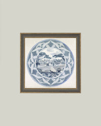 Garden View Design Framed Antique Art: 8x8