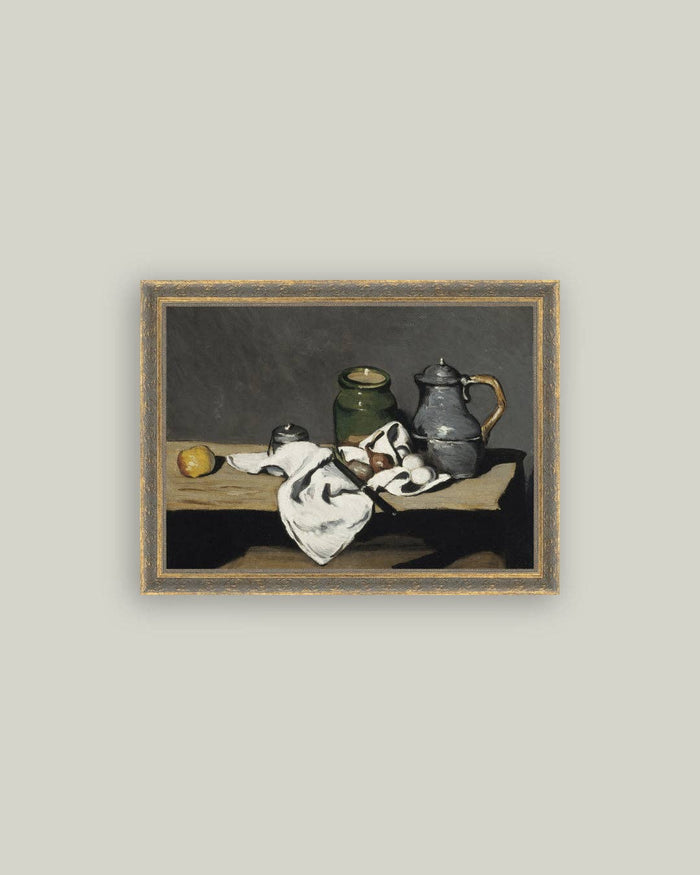 Still Life with Kettle Framed Antique Art - 10x8