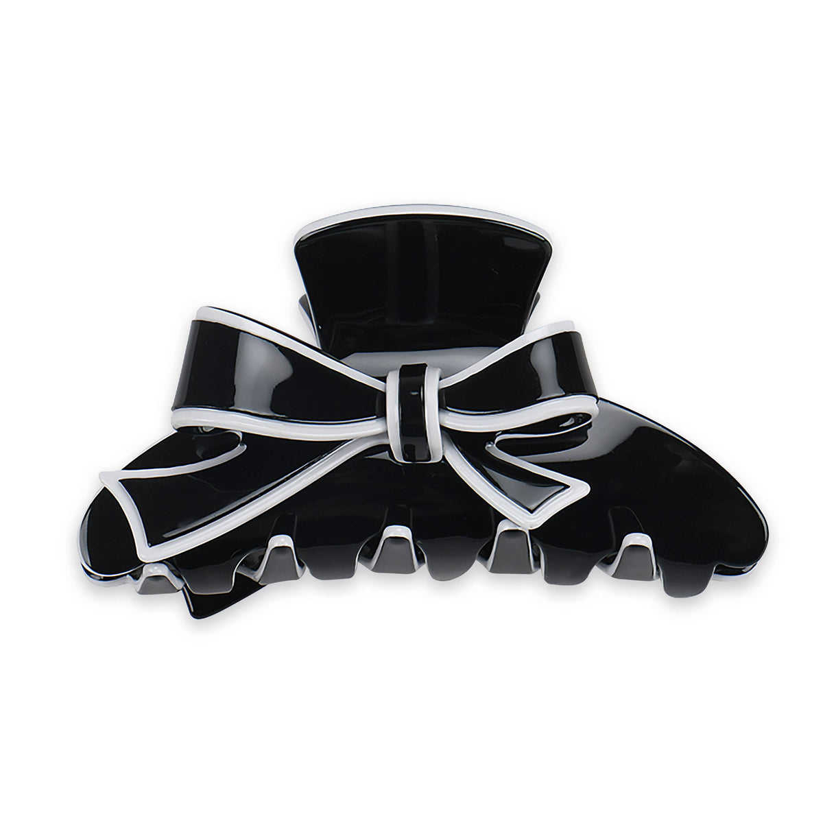 Hair Clip-Black Bow Ivory