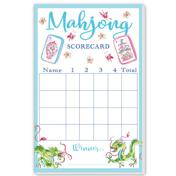 Mahjong Scorecard Butterflies & Dragons Large Notepad