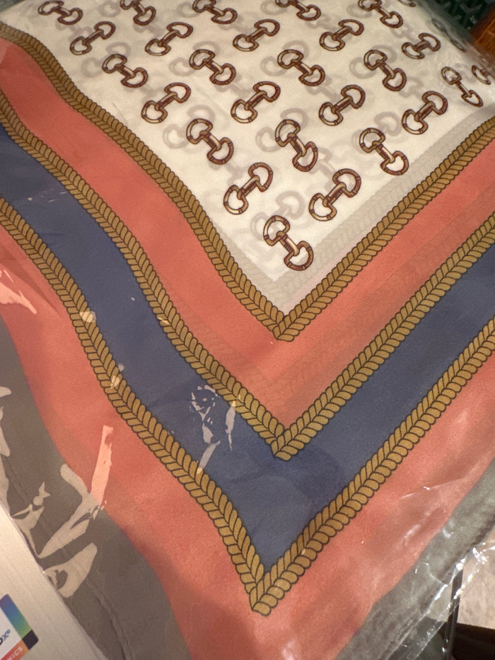 Horsebit Print Silk Scarf