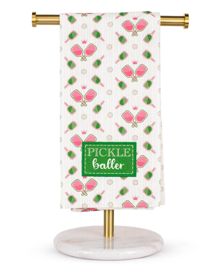 Pickleballer Hand Towel - Green/Pink