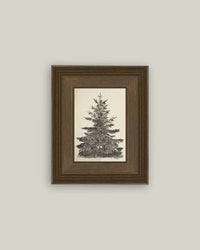 Vintage Pine Tree Framed Antique Art - 5x7
