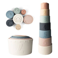 Large Soft Silicone Stacking Cups Toy with Shapes