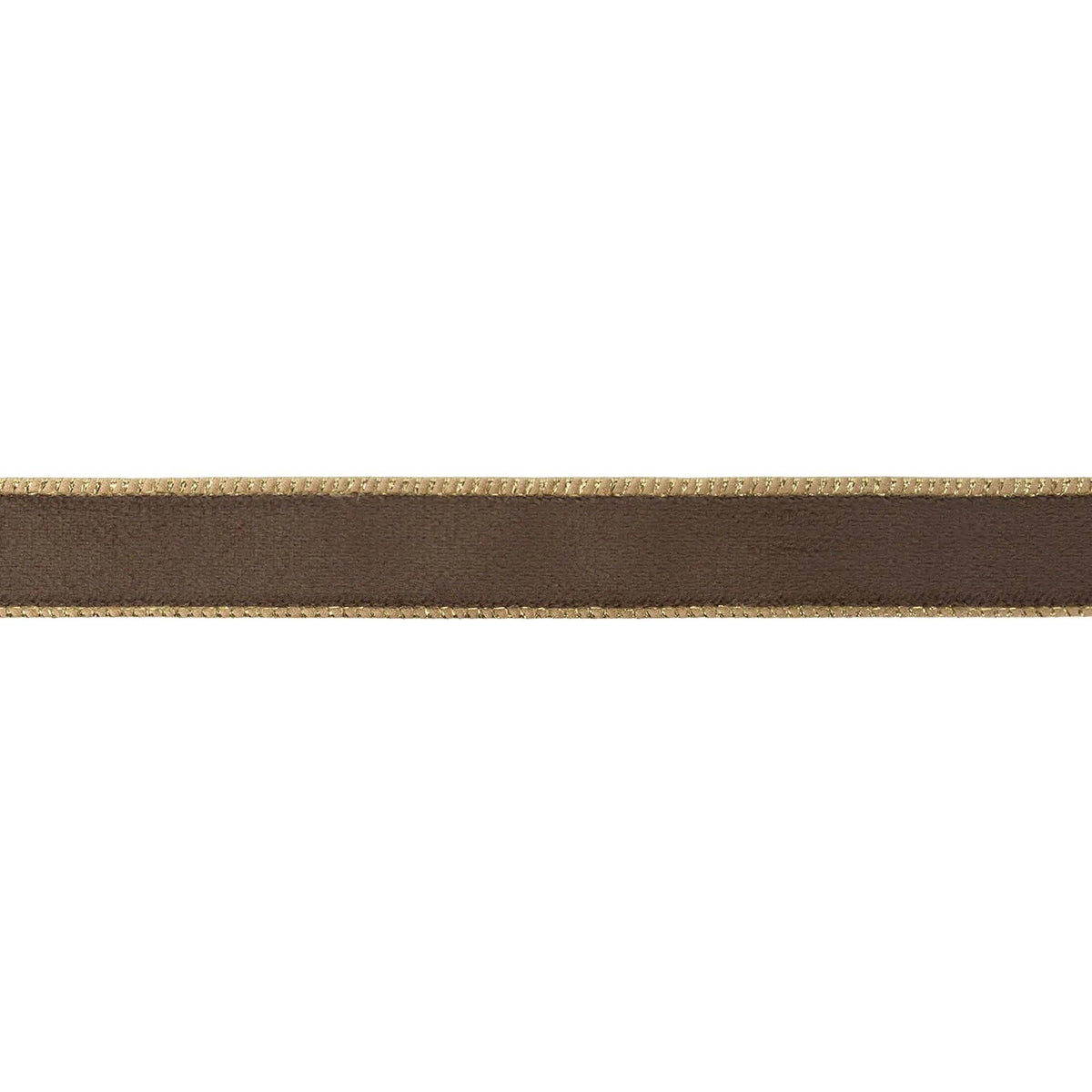 1" Reversible Velvet Wired Ribbon | Brown w/ Gold Shimmer Satin Backing | 10 Yds