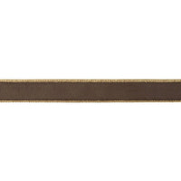 1" Reversible Velvet Wired Ribbon | Brown w/ Gold Shimmer Satin Backing | 10 Yds