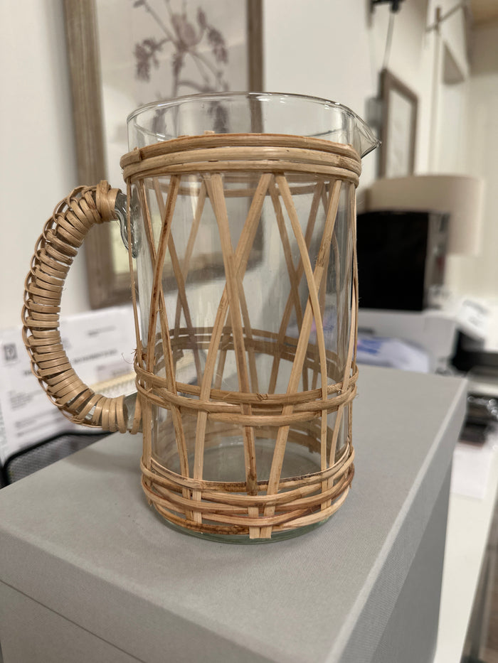 Glass Mini Pitcher w/Rattan Handle