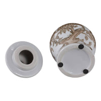 Brown & White Ceramic Tall Vessel with Lid, 8 in.