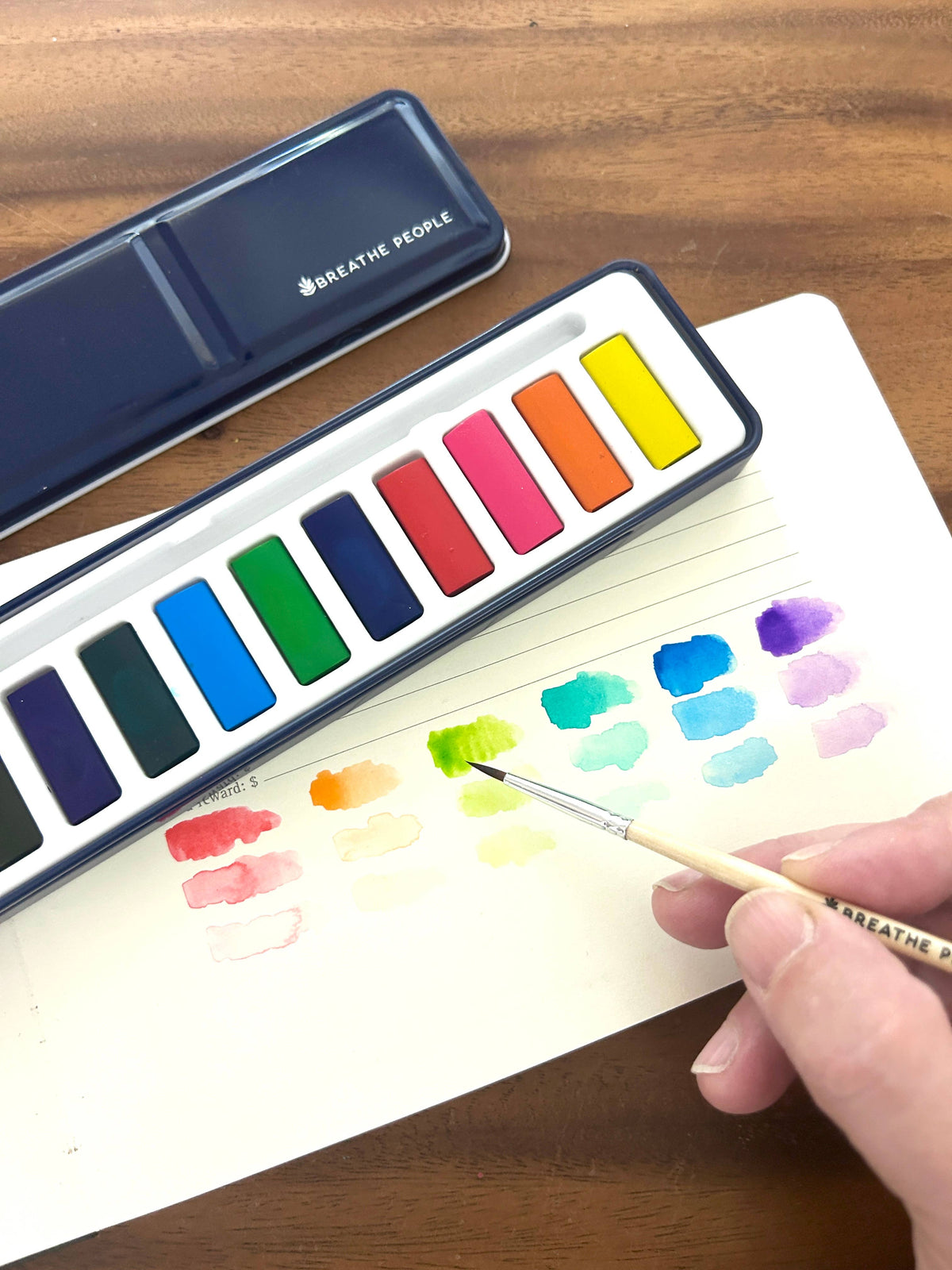 Watercolor Paint Set- 12 Artist Grade Colors + Wood Brush