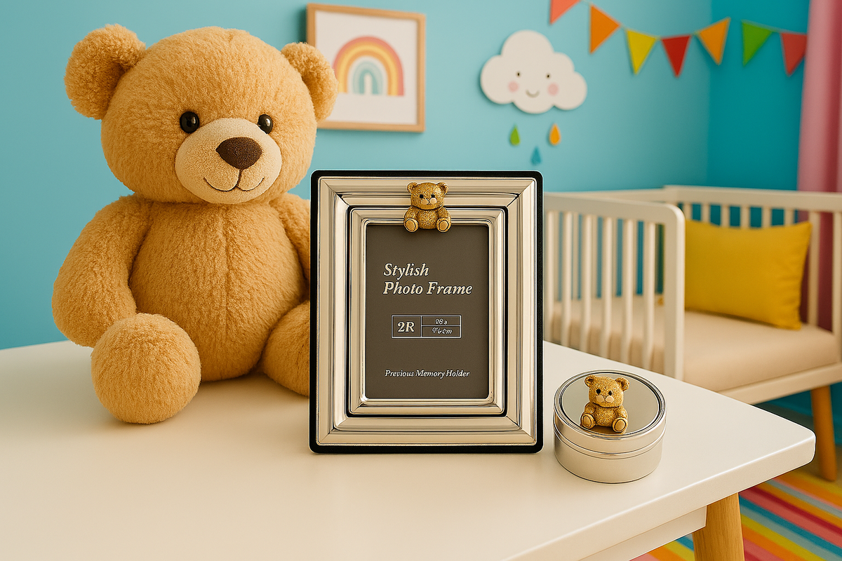Bear Photo Frame & First Curl - Wood Box