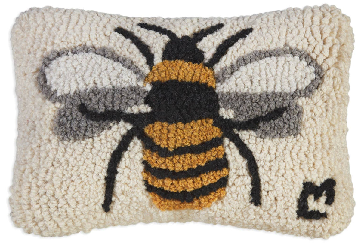 Lone Bee Hand Hooked Pillow - 8 x 12