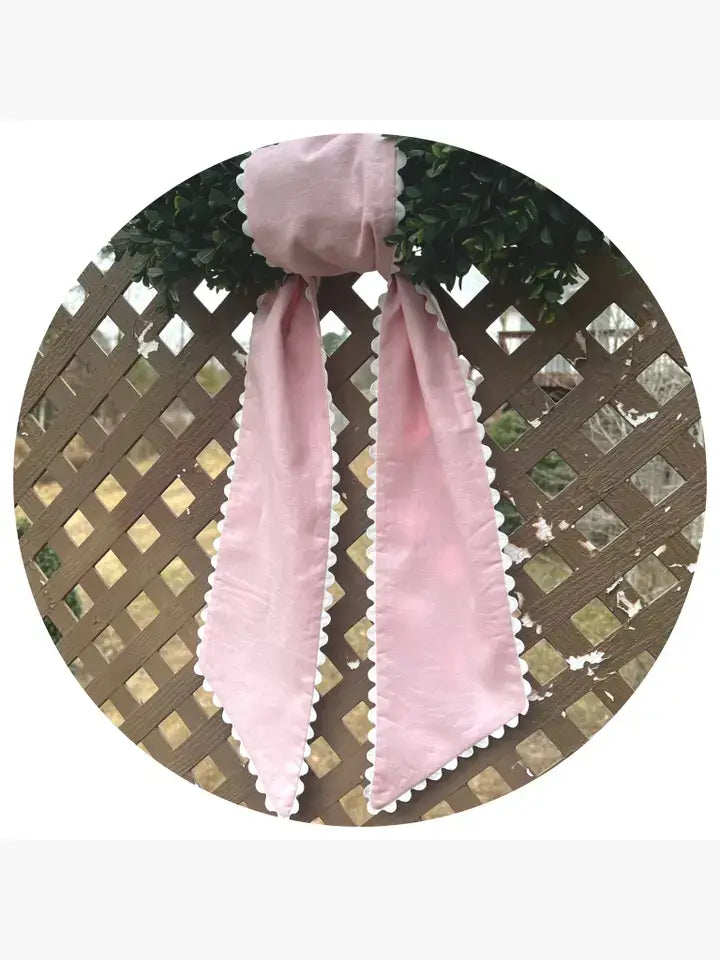 Wreath Sash - Blossom Pink w/White Trim