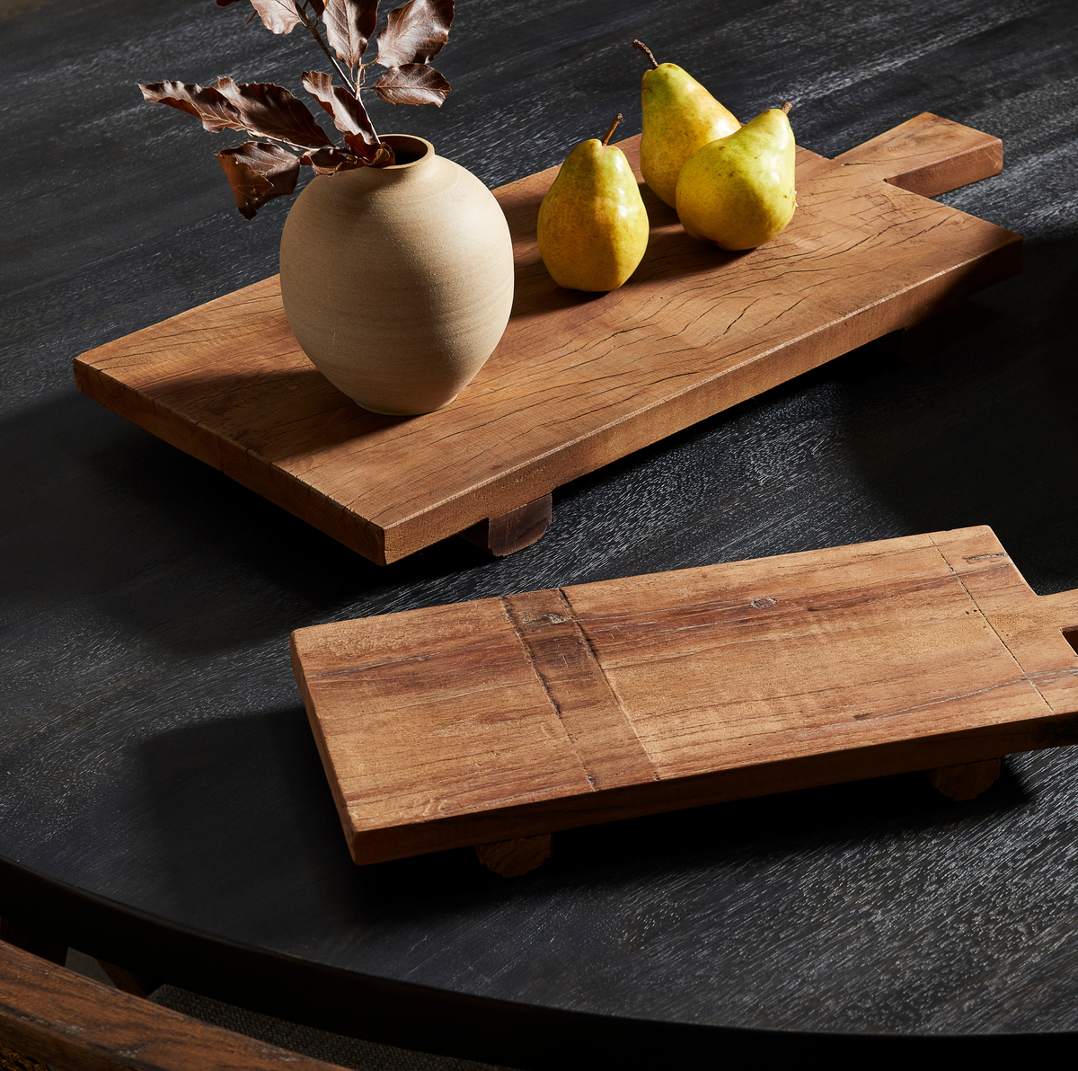 Reclaimed Wood Pedestal Tray - Large