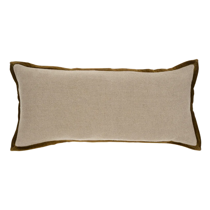 Velvet Trim Pillow Green - 14"x31"