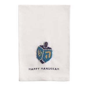 Beaded Hanukkah Tea Towel
