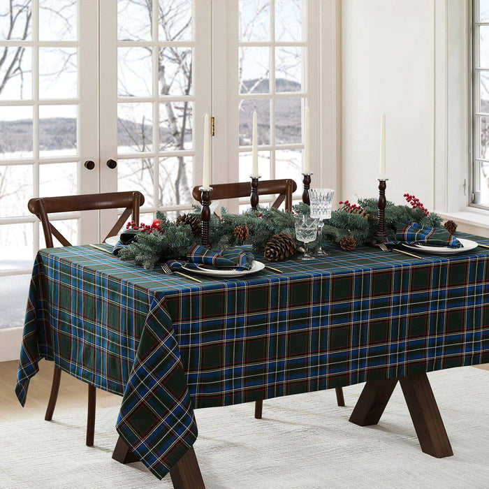 Tartan Holiday Plaid Cotton Tablecloth - 60" x 120" - Green
