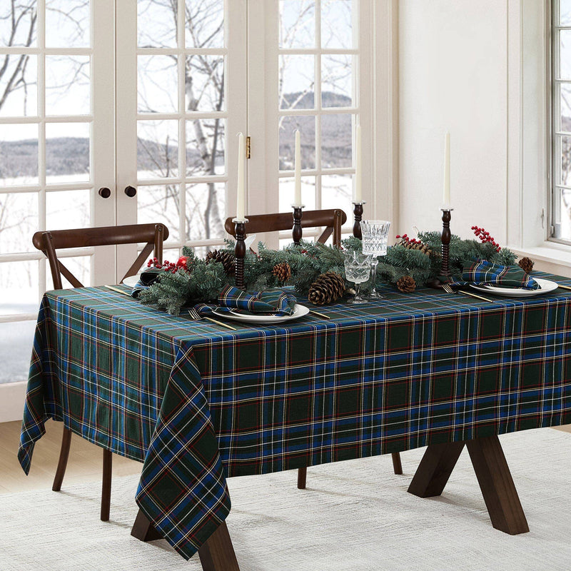 Tartan Holiday Plaid Cotton Tablecloth - 60" x 120" - Green