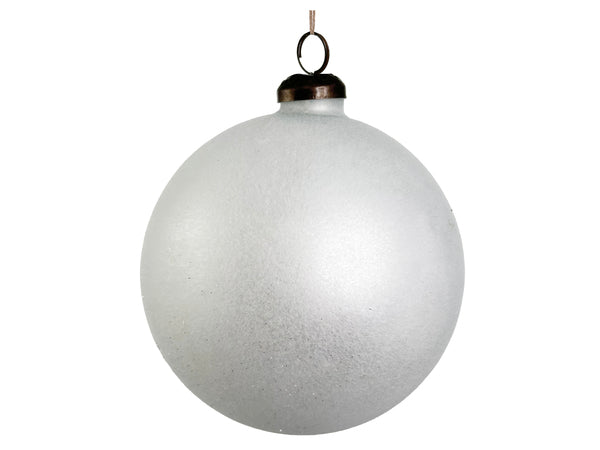 Velvet Textured Glass Ball Ornament - White Matte, 5"