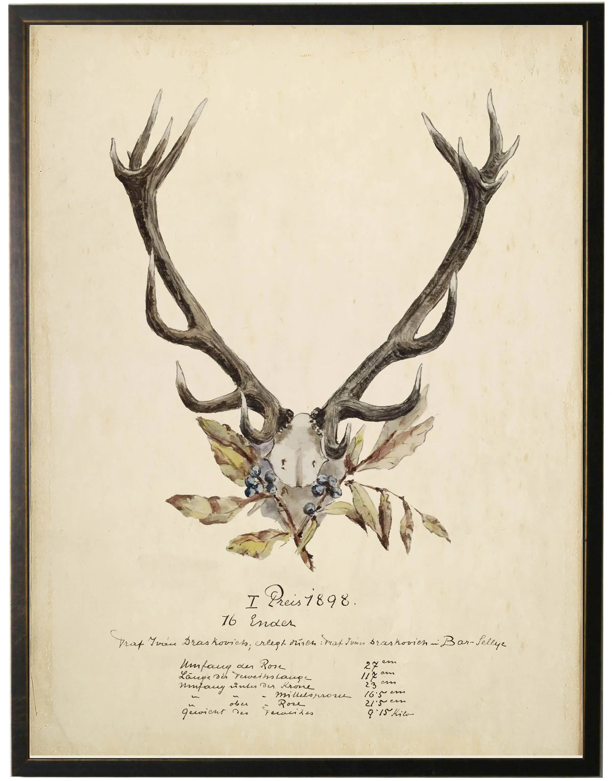 Vintage Antler Bookplate on Tartan (1) - 16x20