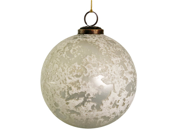 Patina Glass Ball Ornament - White Matte, 5"