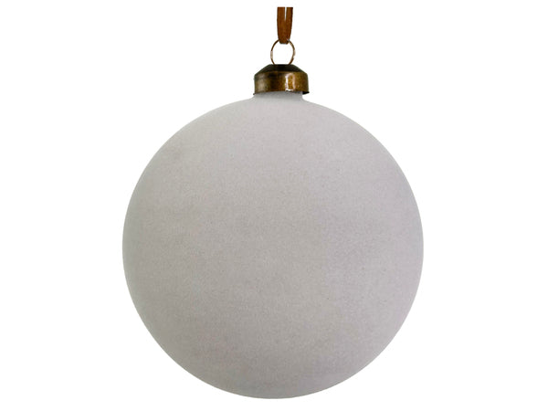 Velvet Textured Glass Ball Ornament - Grey, 5"