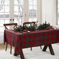Tartan Holiday Plaid Cotton Tablecloth - 60" x 120" - Green