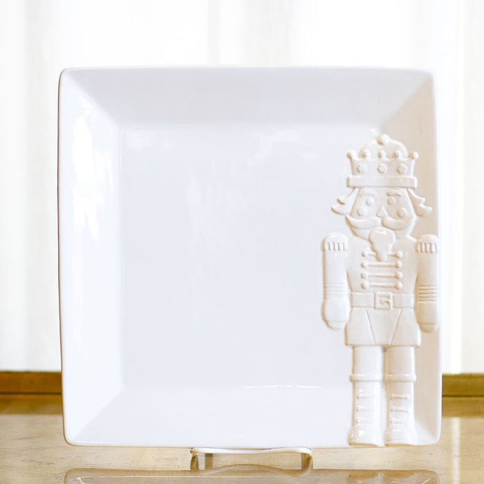 Royal Nutcracker Embossed Platter - White
