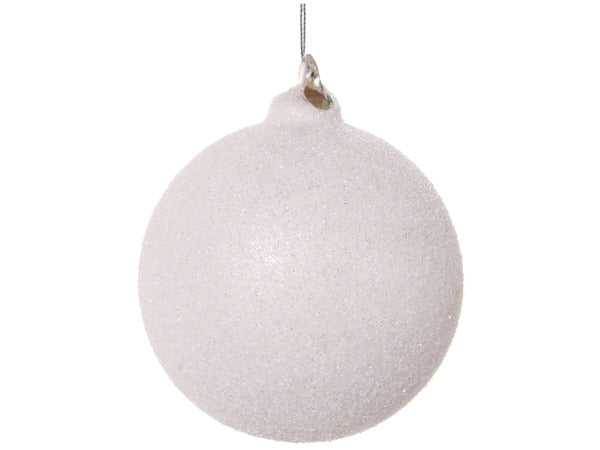 Iced Glass Ball Ornament - White Matte, 4"