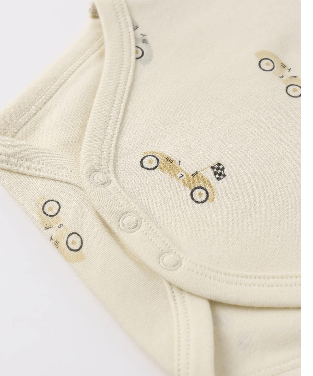 Short Sleeve Body Suit, 2 pack || Race Car / Oat Micro Stripe