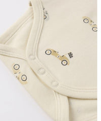 Short Sleeve Body Suit, 2 pack || Race Car / Oat Micro Stripe