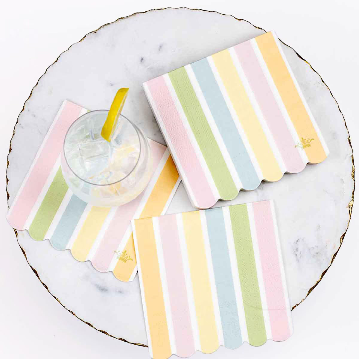 Candy Stripe Cocktail Napkins - White/Multi