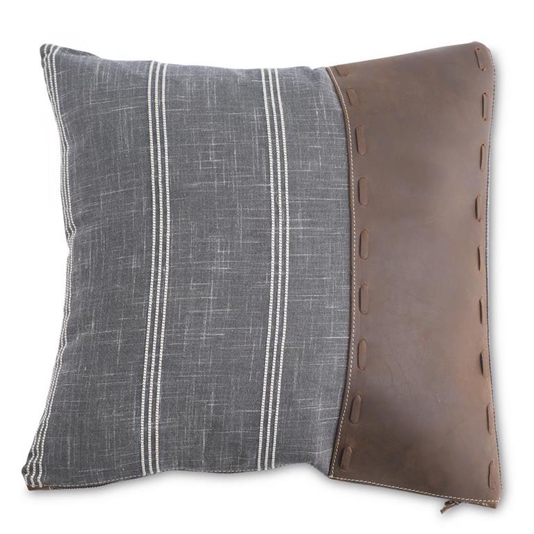 Square Pillow with Leather