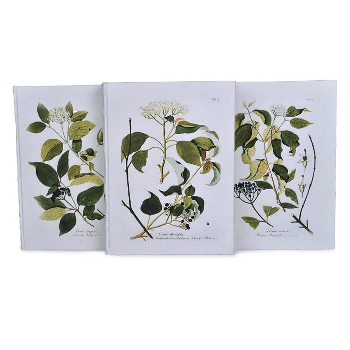 White & Green Botanical Print Fabric Journals