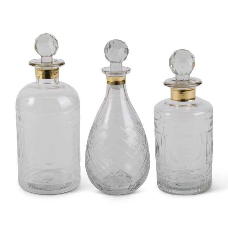 Glass Decanters with Gold Trim