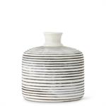 White Crackle & Gray Striped Ceramic Vase