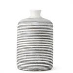 White Crackle & Gray Striped Ceramic Vase