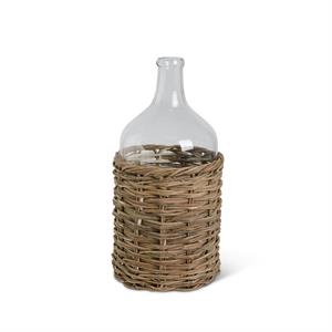 Glass Bottles in Rattan Basket