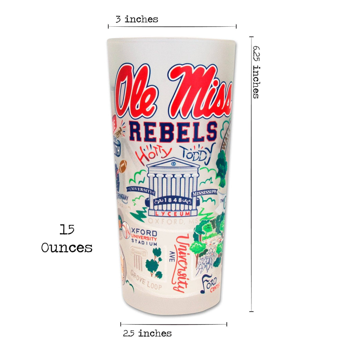 Mississippi, University of (Ole Miss) Collegiate Drinking Glass