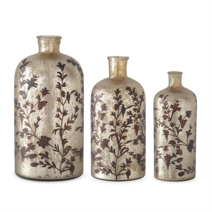 Floral Champagne Glass Bottles