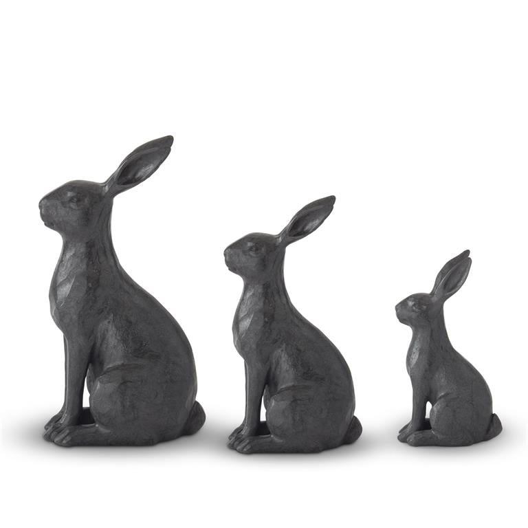 Black Resin Faux Cast Iron Rabbits
