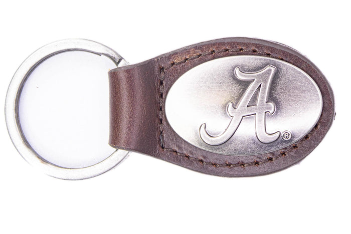 Alabama Crimson Pride Oval Leather Key Fob