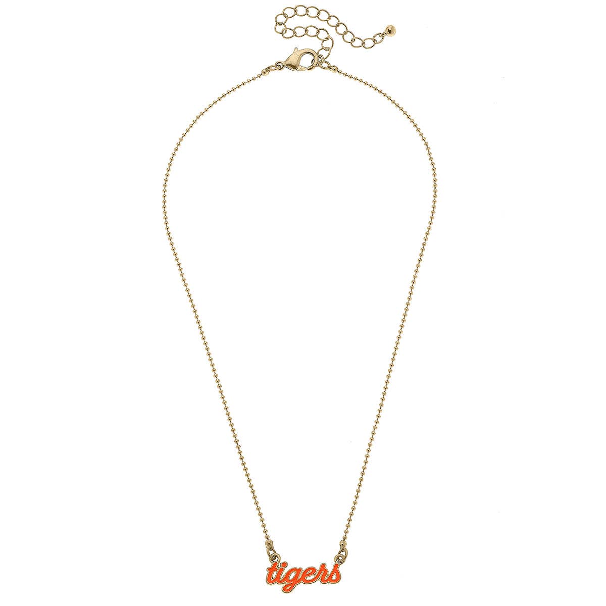 Auburn Tigers Enamel Script Necklace in Burnt Orange