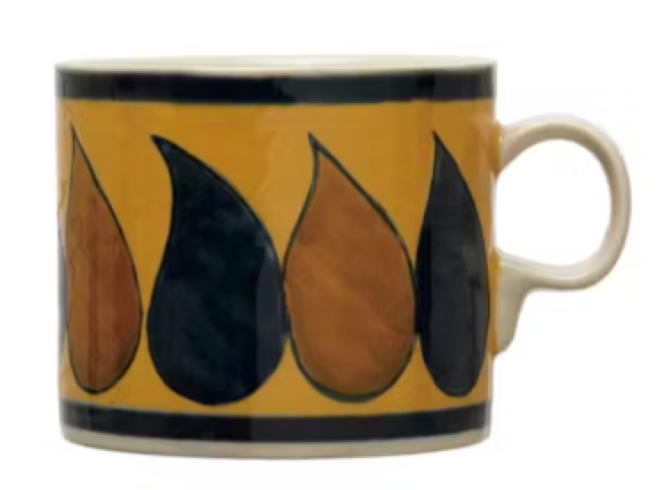 16 oz. Hand-Painted Stoneware Mug w/ Pattern